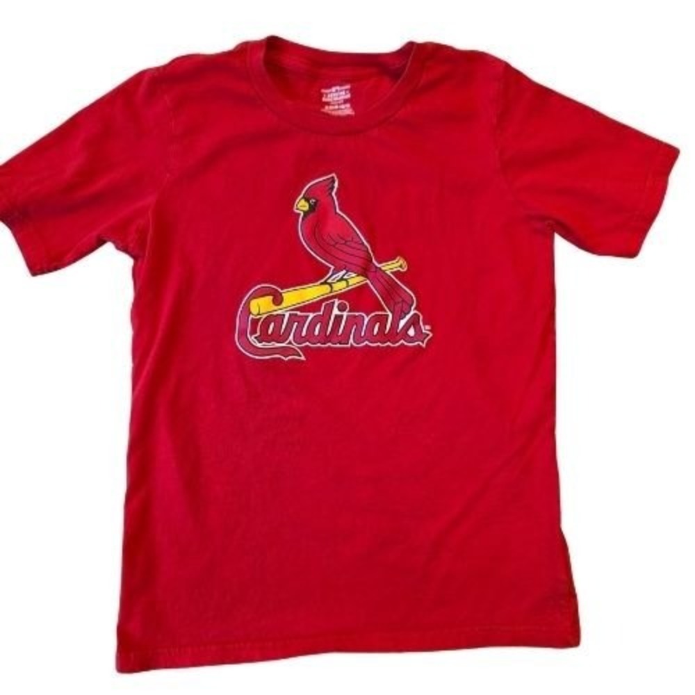 MLB St Louis Cardinals Kids Red Graphic T-Shirt Size M 10/12 Genuine Merchandise